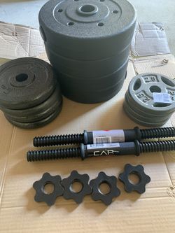 70lb Cap Adjustable Dumbbell Set (35 pound pair) BRAND NEW made with Cast Iron and Vinyl 1” Plates