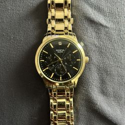 14k Gold Bonded  Geneva(real Diamond) Mens Watch