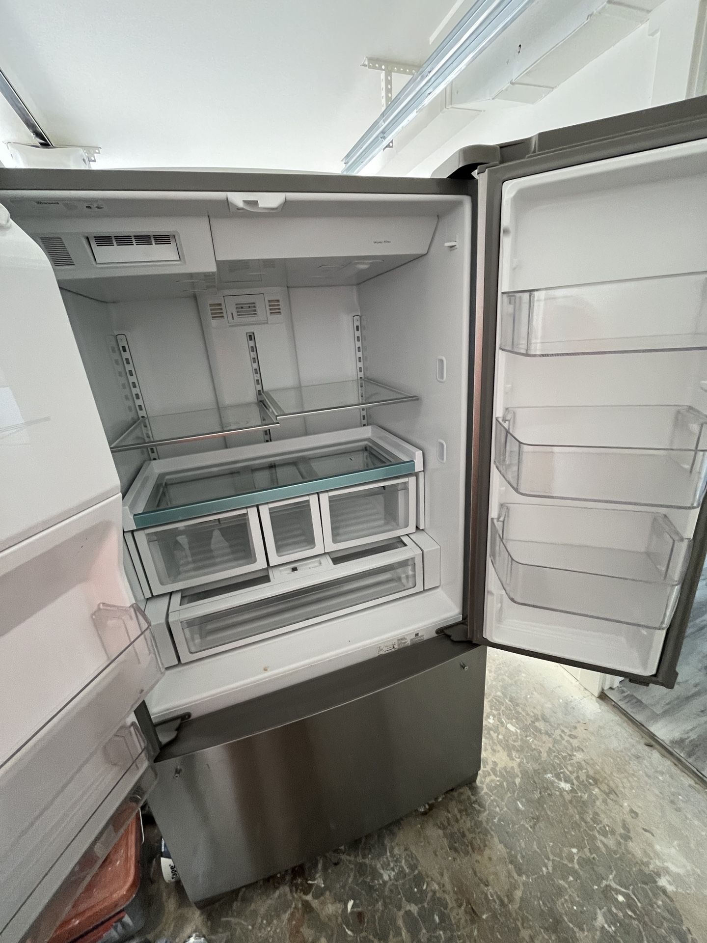 Gray 2 door Whirlpool with ice maker and water
