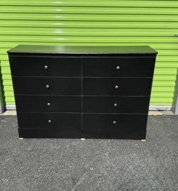 New 8-Drawer Dresser Black With Silver Metal Knobs 