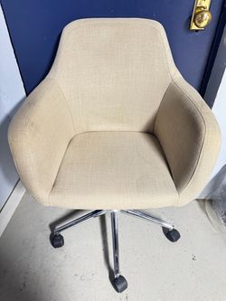 Beige Fabric Office Chair with Chrome Base