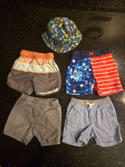 Size 2T Boy's Cat & Jack Swim Shorts Regular Shorts & A Jumping Beans Sun Hat Summer Clothes