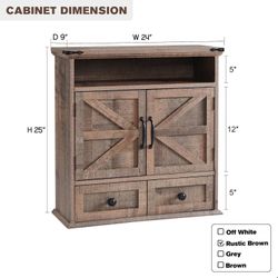 Bathroom Wall Cabinet, Farmhouse 24" Wide Medicine Cabinet with Drawer, Adjustable Shelf, Double Barn Doors, Storage Cabinets for Bathroom, Kitchen, L