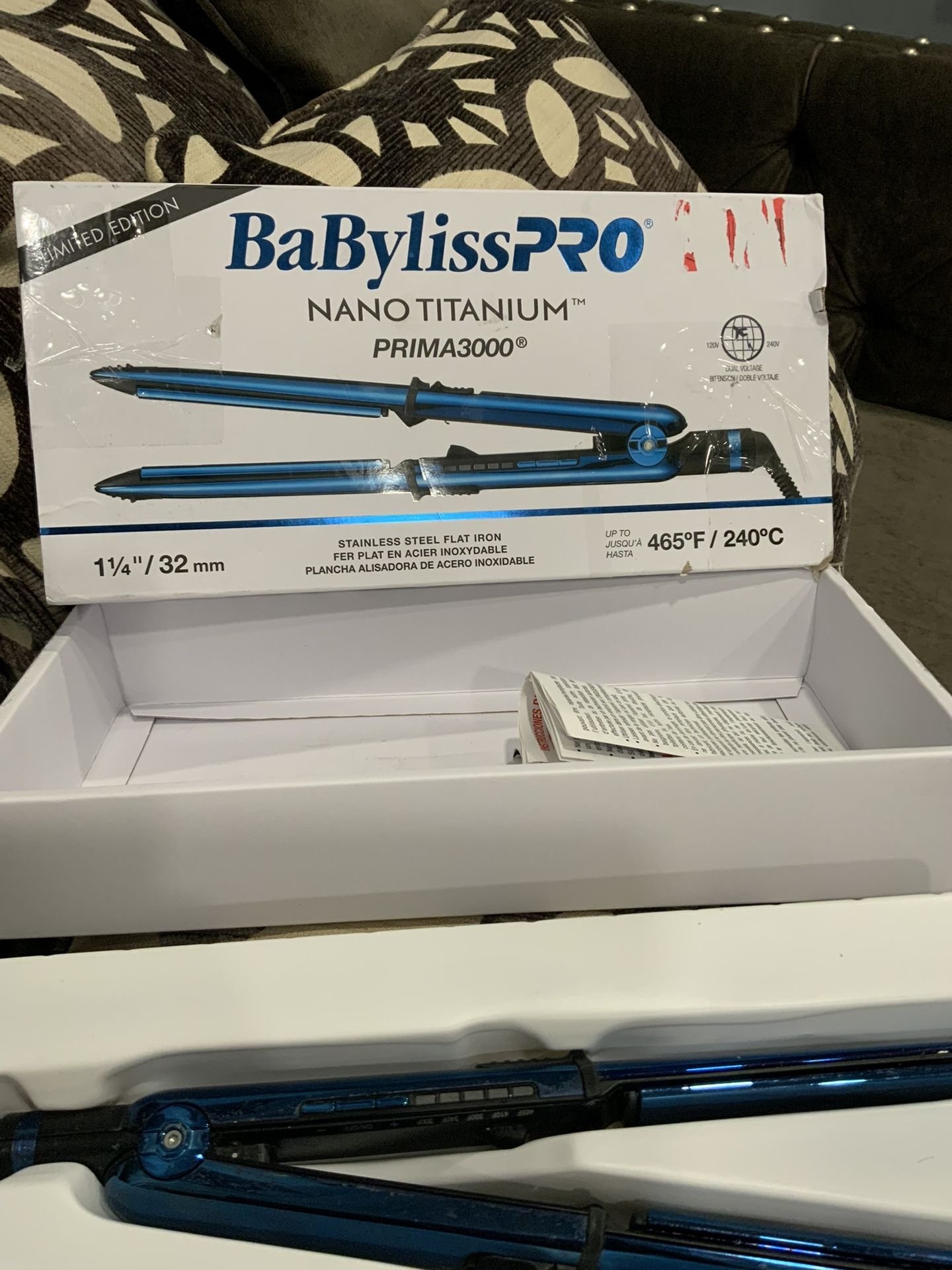 BaBylissPRO Limited Edition 1 1/4" Nano Titanium Prima3000 Ionic Hair Straighten