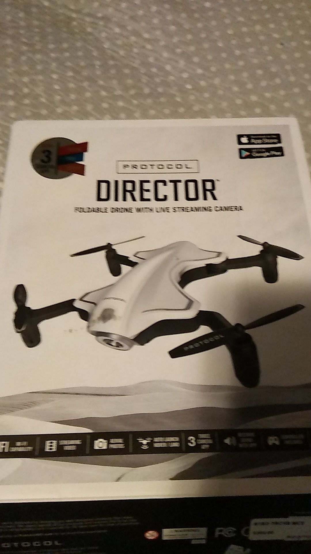 Protocol Director Foldable drone with live streaming camera new but has little crack on corner