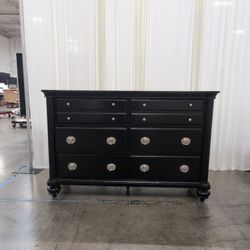 Klaussner Black Six-Drawer Dresser with Silver Hardware