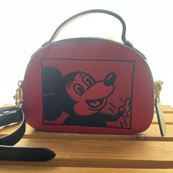 Coach Mickey Mouse x Keith Haring Serena Pebble Leather Crossbody 