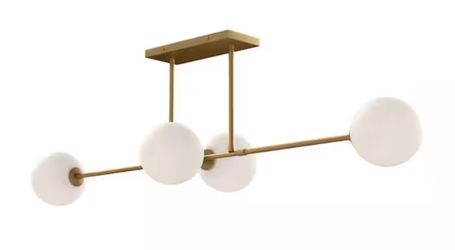 Alora Mood Cassia 48 in 4-Light Aged Gold Opal Matte Pendant