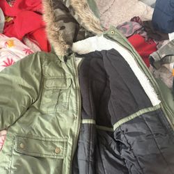 Two Like New Heavy Coats Green And Navy Blue