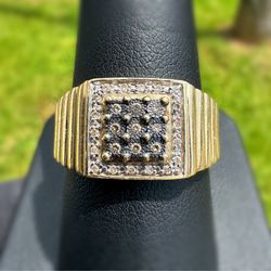 Jewelry 10k solid yellow gold CZ stone 0.20CTW Rolex shape ring size 10.00