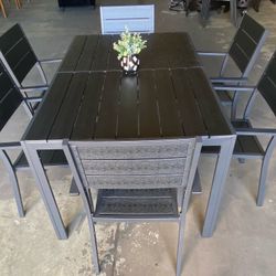 Outdoor Patio Dining Set – $299 (Brand New)  ✨ Brand new 7-piece patio dining set ✨ Includes 1 table + 6 chairs ✨ Table size: 59” x 35.4” x 28” ✨ Chai