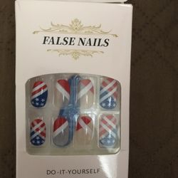 New False Nails American Flags Beautiful 