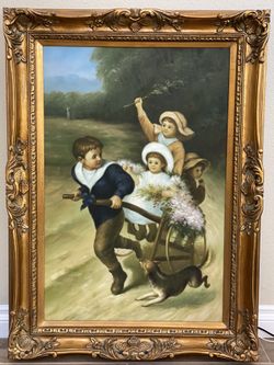 Antique Art Oil Painting by R. Masson.