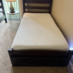  Two Twin Bed Frame with Storage Drawer . Without Mattresses 