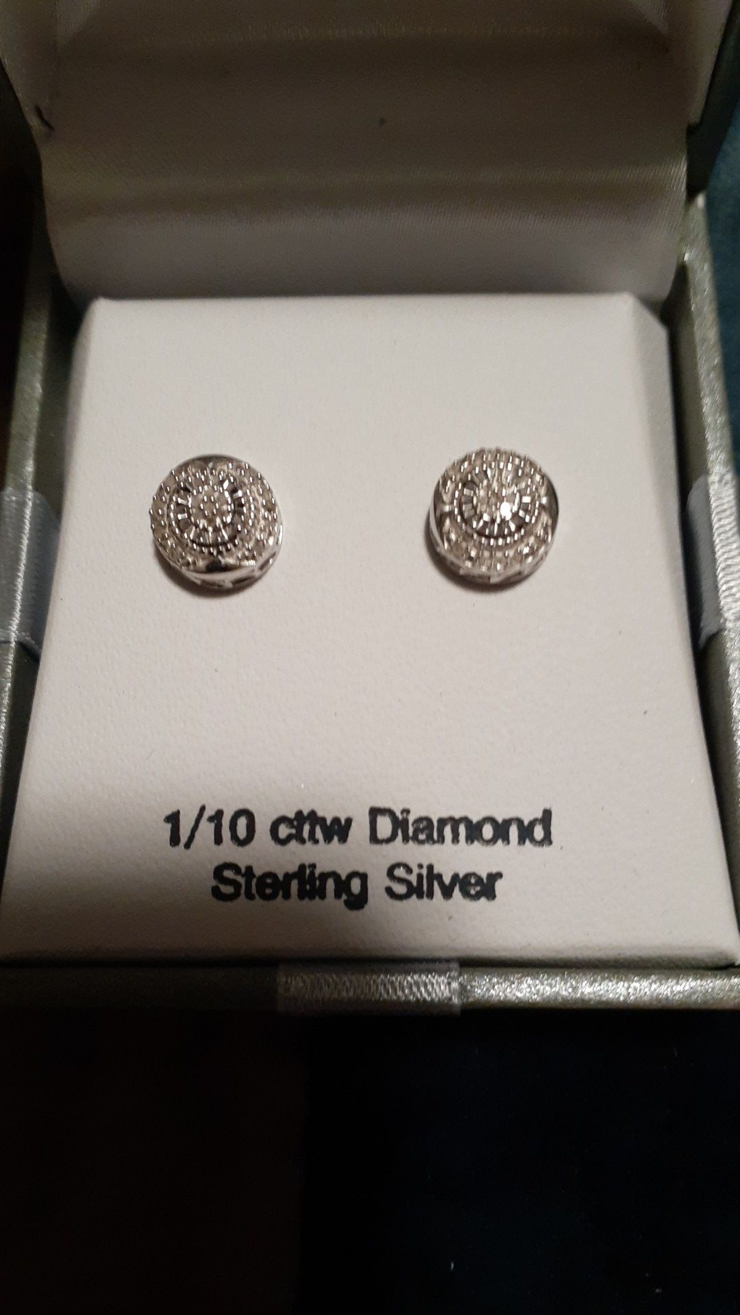 Sterling silver with 1/10 cttw Diamond