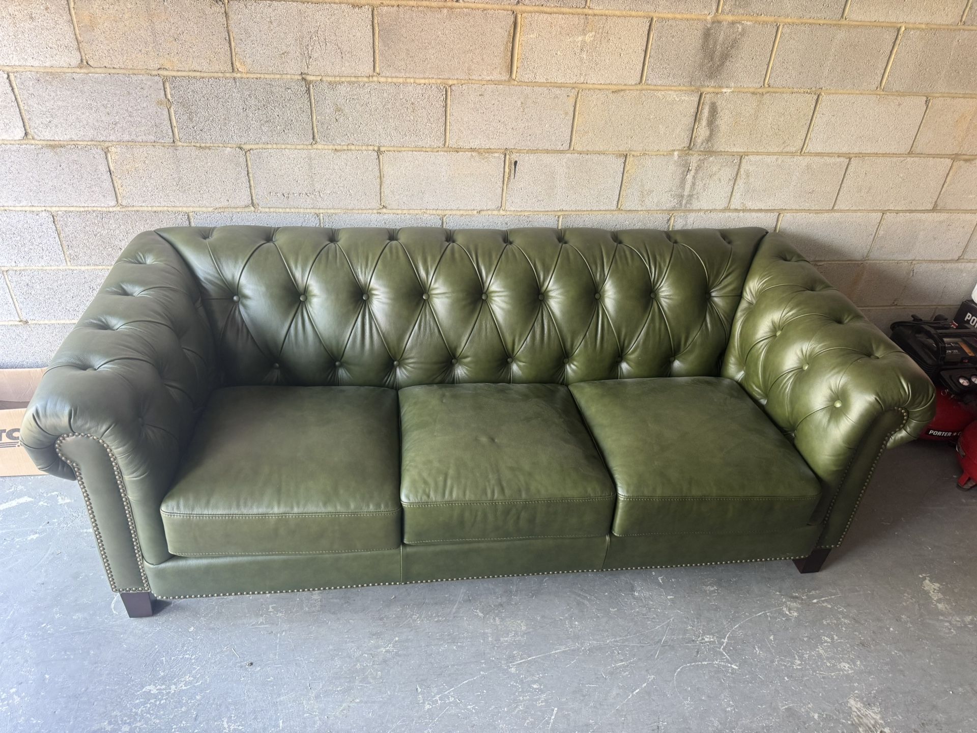 Baldwin Top Grain Leather Sofa Collection, Green