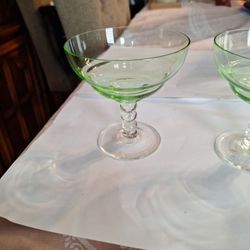 Vintage Lime Green Margarita Glass Set Of 2