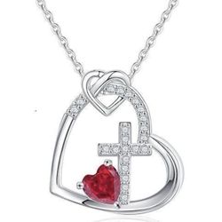 Silver Woman’s Necklace With Heart And Cross