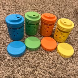 Elk and Friends 8 oz Glass Mason Jar Cups Set of 4 with Silicone Sleeves
