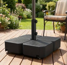 Square Patio Umbrella Base with Wheels, Black