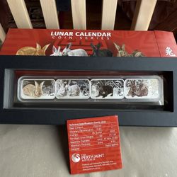 2011 Set Of 4 1oz Proof Rectangular Lunar Year Of The Rabbit Silver Coin 