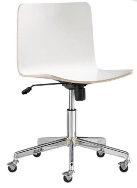 CB2 wood white office chair