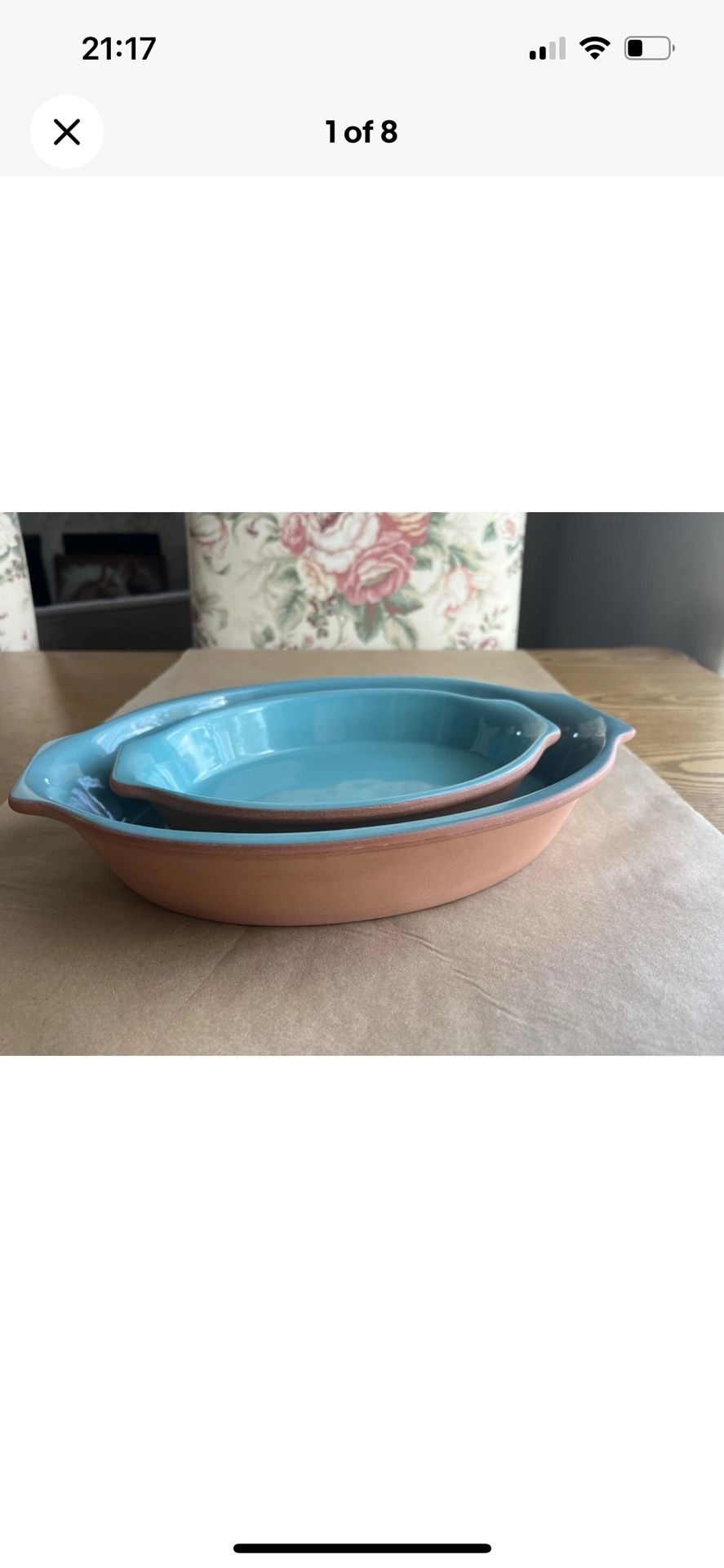 Vintage Romertopf Terra Cotta Clay Baker Set Of 2 