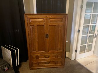 Oak armoire dresser