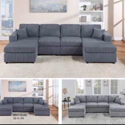 $399 U Shape Sectional Couch 60x120x60