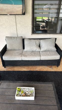 Patio furniture, couch, and loveseat