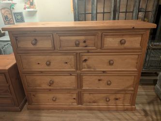 Vintage rustic pine dresser and nightstands