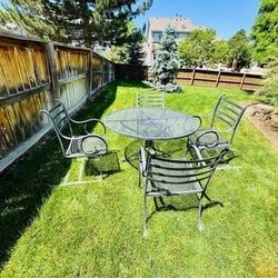 Wrought Iron Table, Chairs & Chaise Set