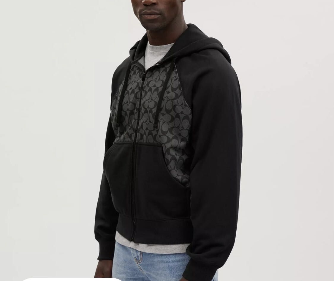 Full Zip Coach Zip Up Hoodie Shop All Over Signature Zip Hoodie On