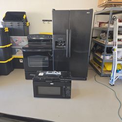 Black Refrigerator, Stove And Microwave Excellent Working Condition!