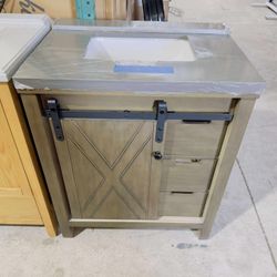 ‼️ Brand New 30 in. W x 22 in. D Single Sink Bath Vanity in Brown with Gray Top $449 