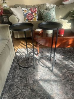 Two Black Metal Tables
