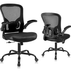 Flysky black Office Desk Chair Breathable Mesh Swivel Computer Chair, Lumbar Back Support with Wheels and Flip-up Arms Rolling Chair