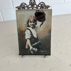 Vintage Style Glass And Metal Picture Frame With Stand