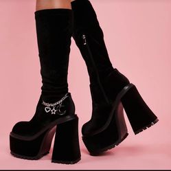 Dolls Kill Black Velvet Boots - Bratz Collection