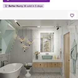 NEW: ADORNA LED BACKLIT FRAMELESS BATHROOM MIRROR 24"x36"