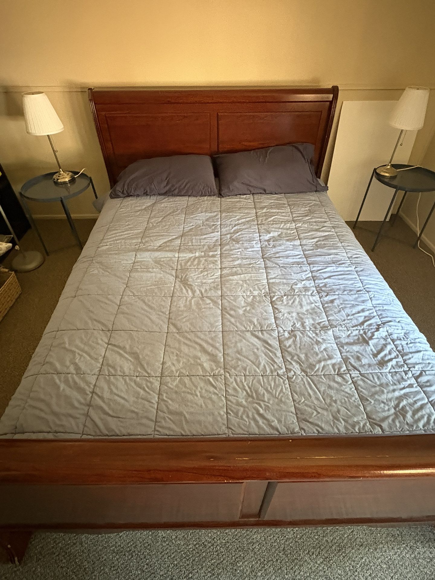 Queen Double Bed Frame, Mattress and Box Spring