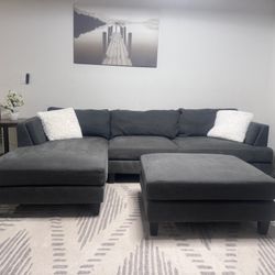 Gray Sectional Sofa Couch Sala Ottoman 