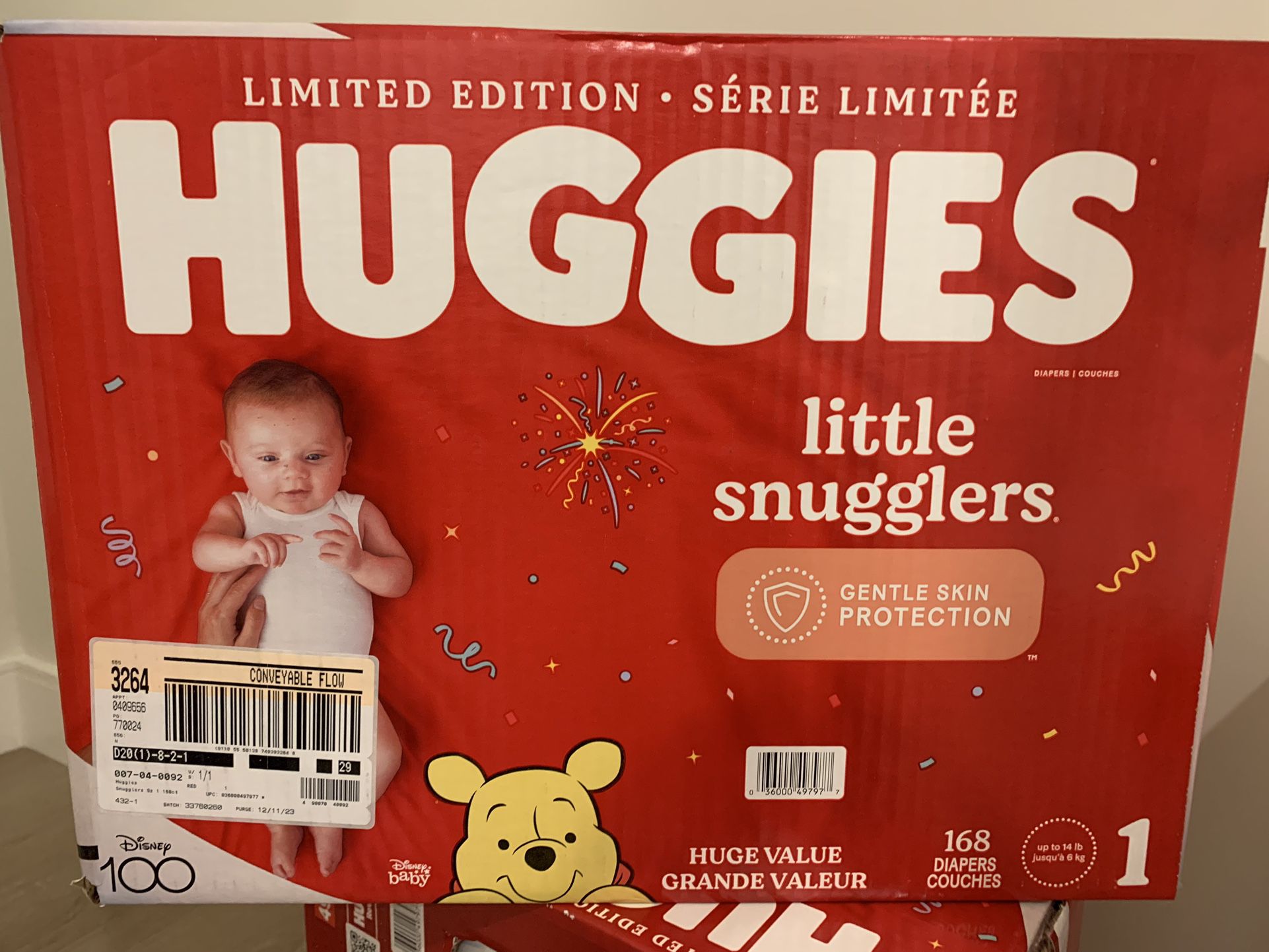 New Sz 1 Huggies Little Snugglers Baby Diapers 168 Diapers
