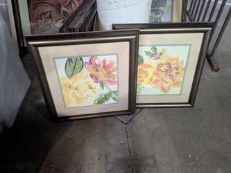 2 Framed Glass and Matted Prints
