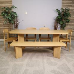 Castlery Posey Dining Table With Bench & Chairs