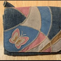 Denim Wallet With Zipper Compartment