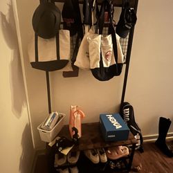 Hall Tree With Bench And Shoes Storage 