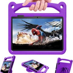 for Kids, Riaour Light Weight Shockproof IKid-Proof Protective Cover with Handle Built-in Foldable Kickstand for Amazon fire 7 Tablet,Purple