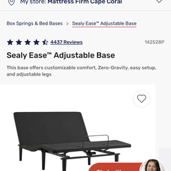 Mattress Firm -KING SIZE Sealy Ease Adjustable Base with remote