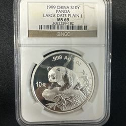 1999 CHINA S10Y PANDA LARGE DATE PLAIN 1 MS 69